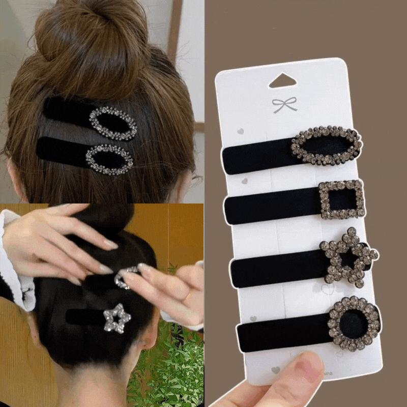 4Pcs Set Elegant Velvet Bangs Fixing Clips