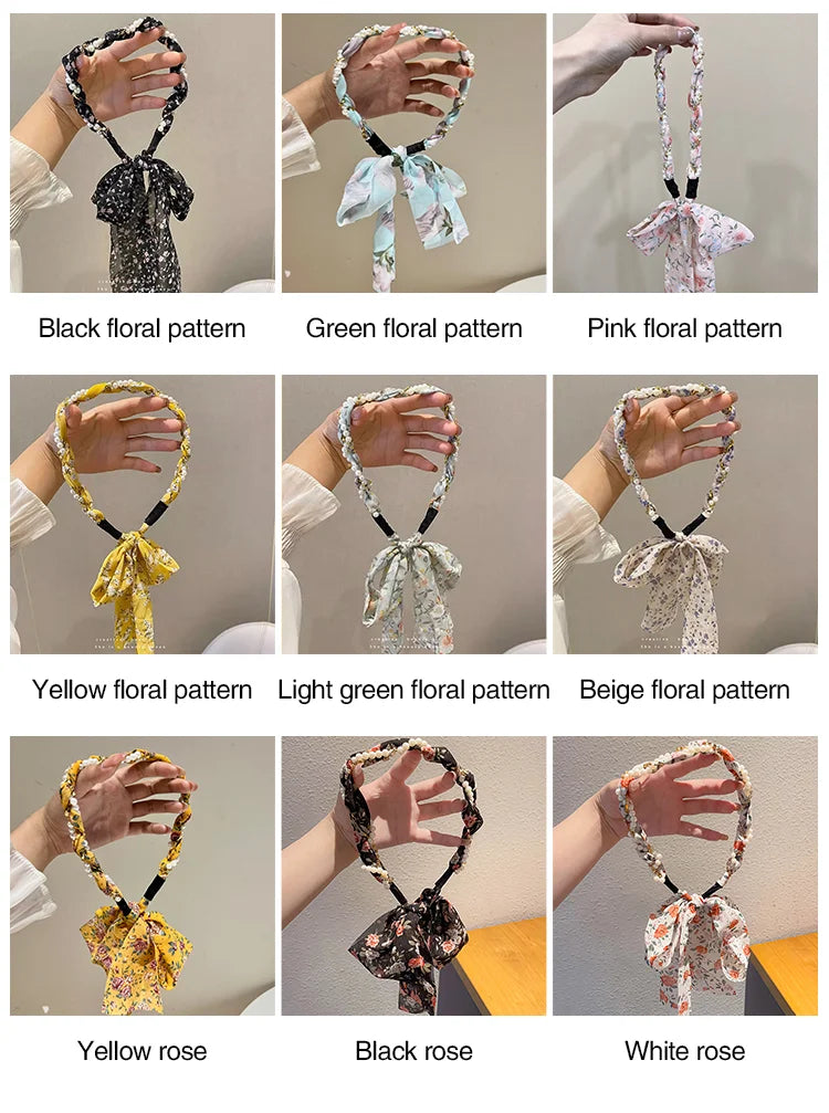 Pearl Floral Ribbon Headband