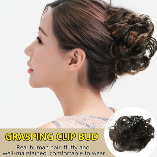 Grab clip type hair bun wig headdress