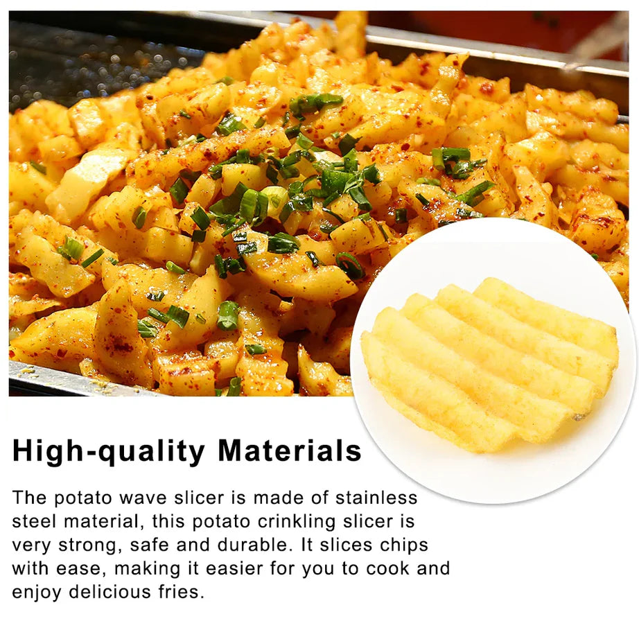 Non-Slip Wave Knife Silver Stainless Steel Fries Chips Cutter