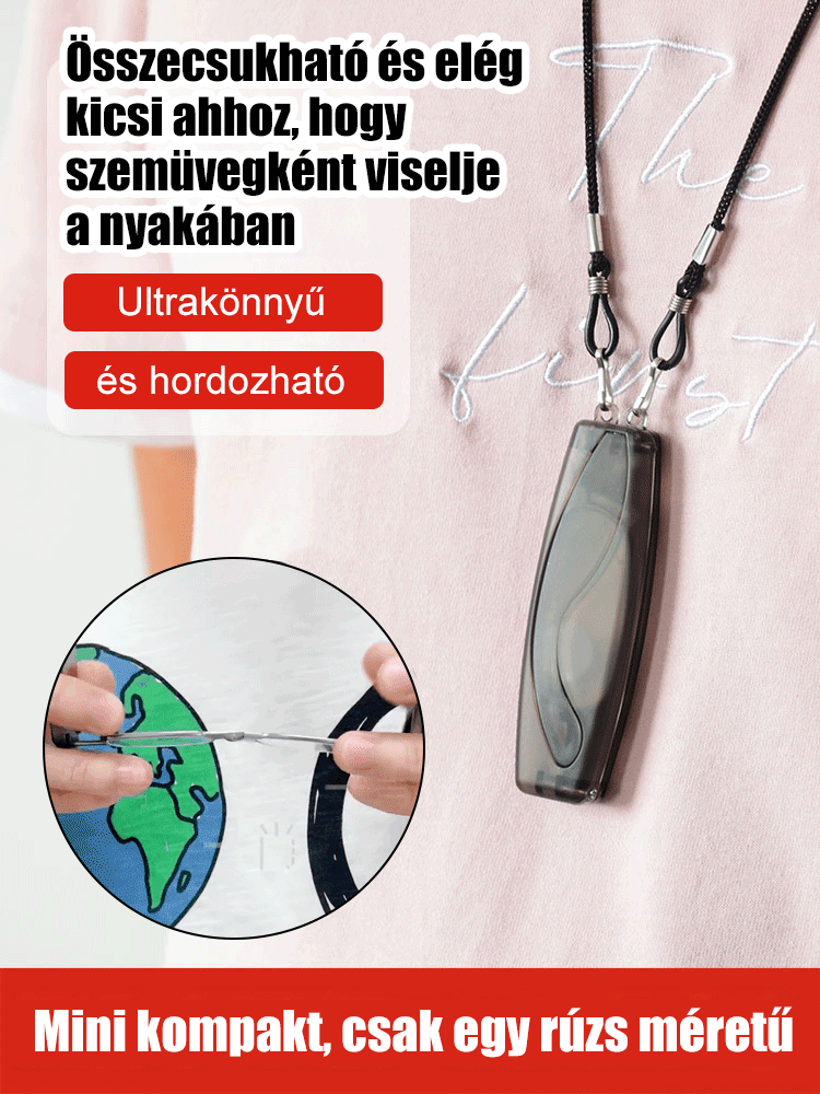 Hanging neck foldable reading glasses