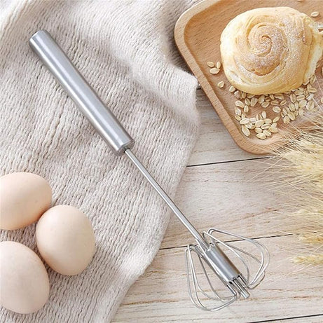 🔥🔥SEMI Automatic Stainless Steel Hand Pressure Rotating Whisk Mixer Egg Beater