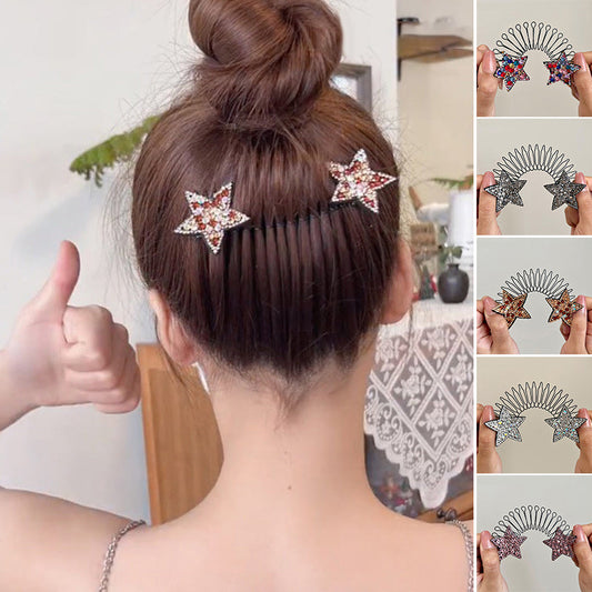 5Pcs Set Rhinestone Star Broken Hair Comb