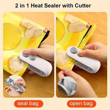 Rechargeable 2 in 1 Portable Mini Food Bag Heat Sealer And Cutter