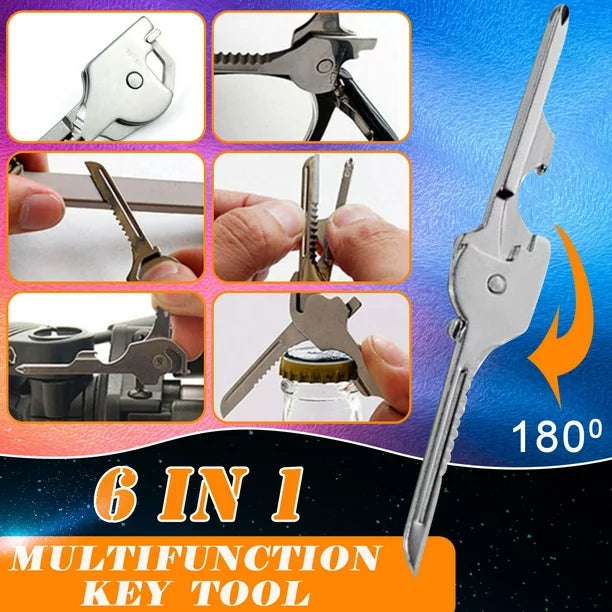 6 In 1 Multifunction Key Tool Bottle Opener Screwdriver Key Keychain Tool EDC