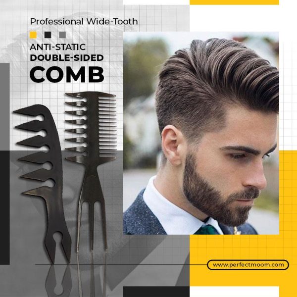 Professional Wide-Tooth Anti-Static Double-Sided Comb (2 Styles/Pack)