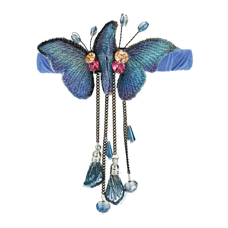 Temperament Butterfly Rhinestone Tassel Hair Clip