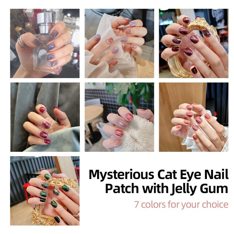 🔥Hot Sale🔥 Jelly Gel Cat Eye Nail Stickers (24 Pieces)